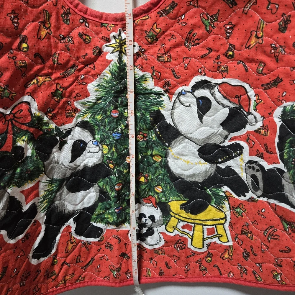 Vintage Panda Bear Cloth Christmas Tree Skirt Holiday Decor 60s 70s Retro Twee